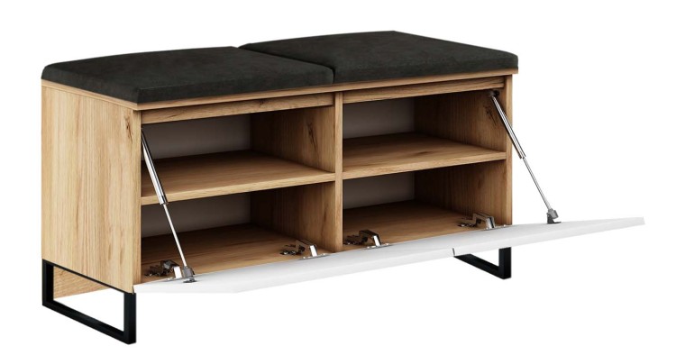 SZAFKA MEGAN 2 PŁOZY ZŁOTY BIAŁY CZARNY - OTWARTA.jpg