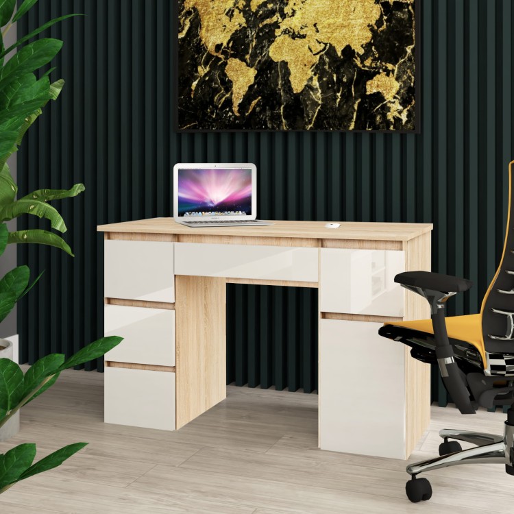 biurko Megan B2 sonoma biały połysk aranz.jpg