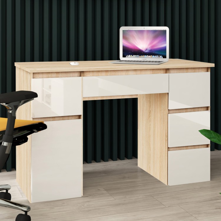 biurko Megan B2 sonoma biały połysk aranz2.jpg