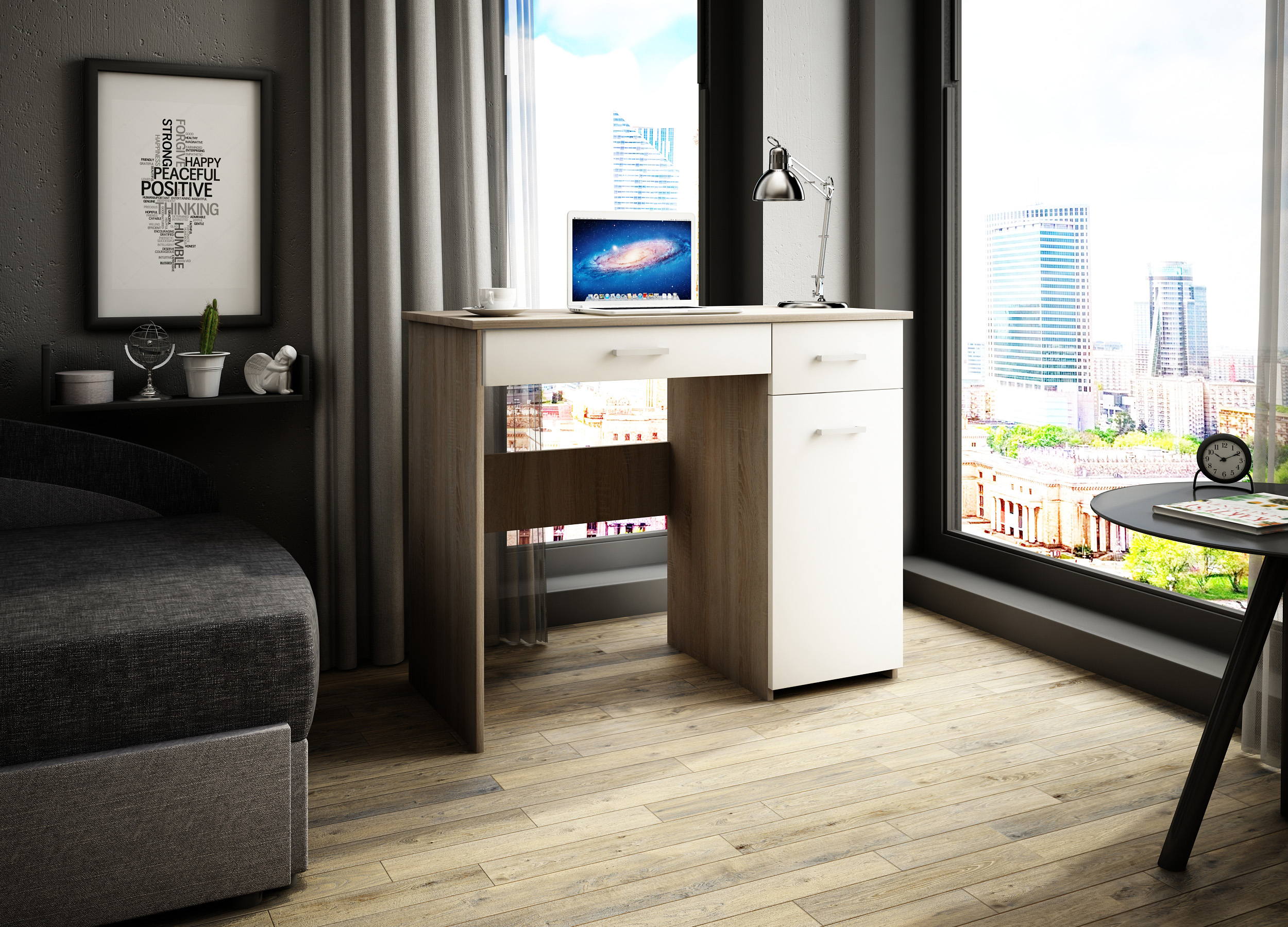 biurko-adaś-dąb-sonoma-biały