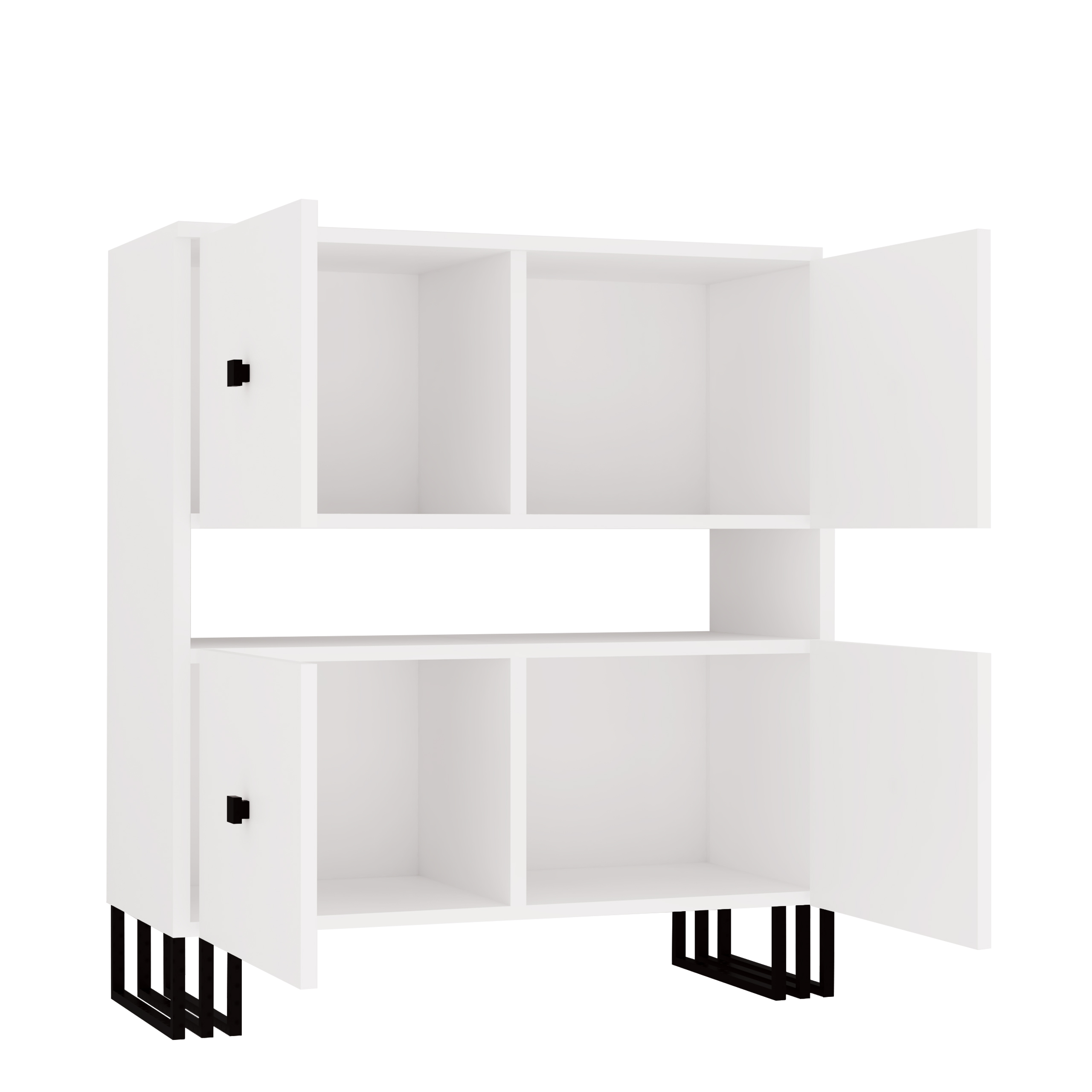 Regał komoda KLARA z szafkami 90 cm biały mat/czarny | Sklep ...